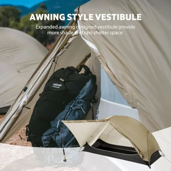 Naturehike Mongar UL Hiking Tent - Moon Rock Sand (55+80+55)*210*105